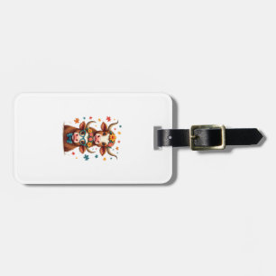 Vintage Autism Highland Cow Trio Peeking Cute Cow  Luggage Tag
