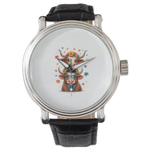 Vintage Autism Highland Cow Trio Peeking Cute Cow Watch