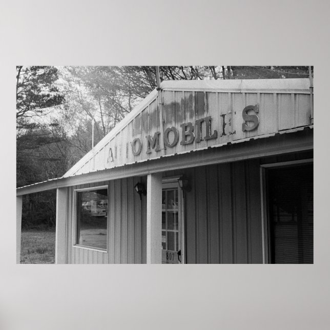 Vintage Auto Building Car Lot Poster (Front)