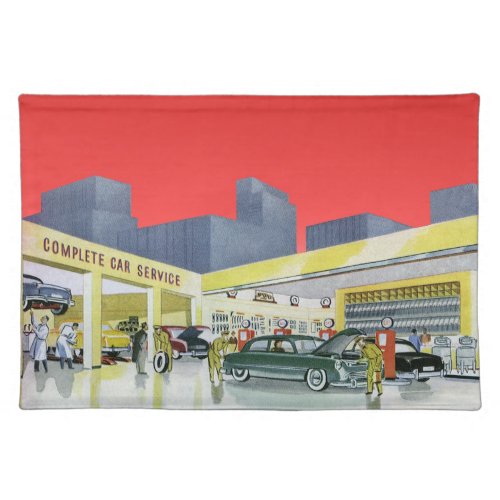Vintage Auto Mechanics Complete Car Service Garage Cloth Placemat