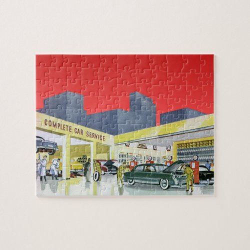Vintage Auto Mechanics Complete Car Service Garage Jigsaw Puzzle