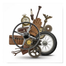 Vintage auto parts montage