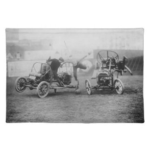 Vintage "Auto Polo" Sports Car Motorsports Placema Cloth Placemat