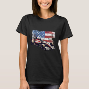 Vintage Auto Racing Car American Flag 4th Of July  T-Shirt