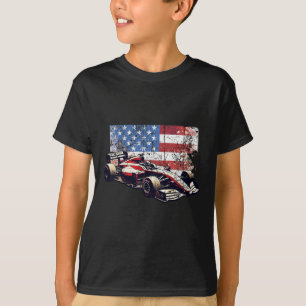 Vintage Auto Racing Car American Flag 4th Of July  T-Shirt