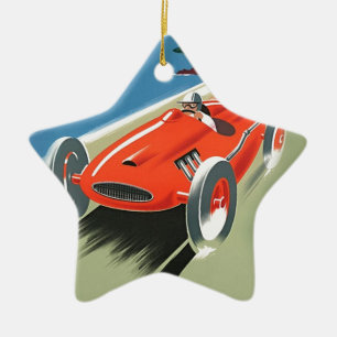 Vintage Auto Racing Ceramic Ornament