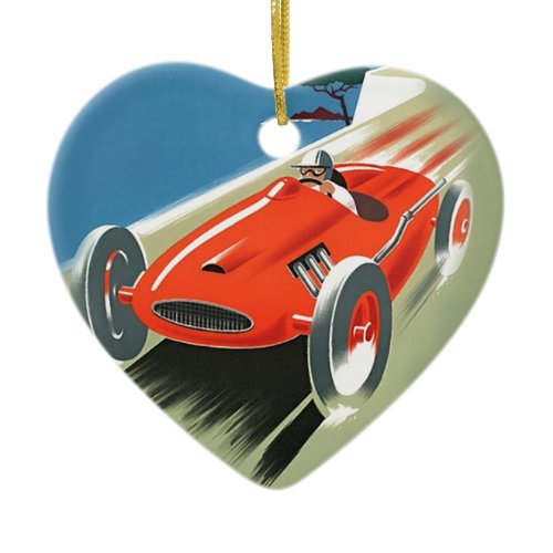 Vintage Auto Racing Ceramic Ornament