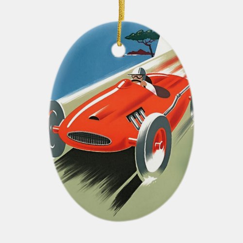 Vintage Auto Racing Ceramic Ornament