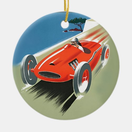Vintage Auto Racing Ceramic Ornament