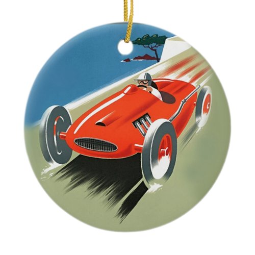 Vintage Auto Racing Ceramic Ornament