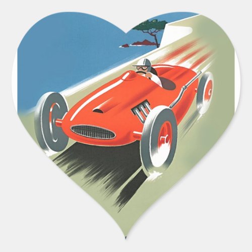 Vintage Auto Racing Heart Sticker