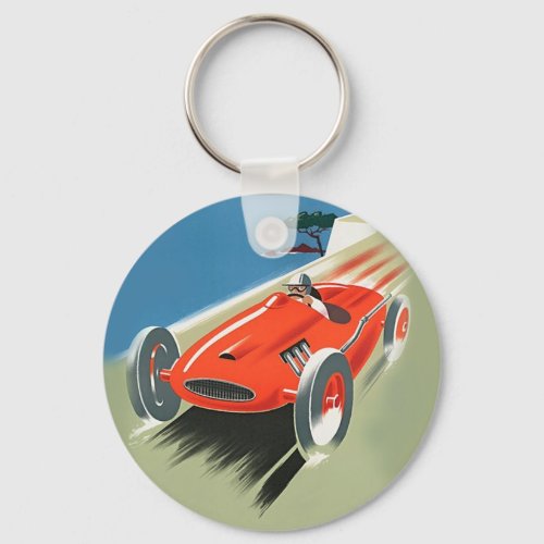 Vintage Auto Racing Keychain
