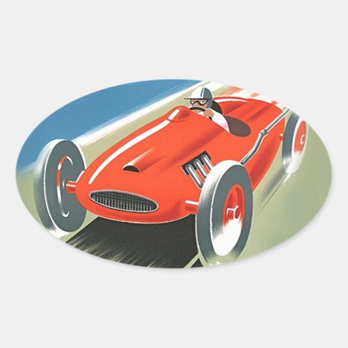 Vintage Auto Racing Oval Sticker