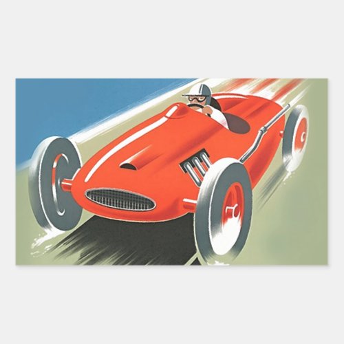 Vintage Auto Racing Rectangular Sticker