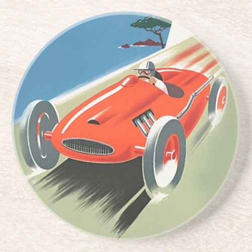 Vintage Auto Racing Sandstone Coaster