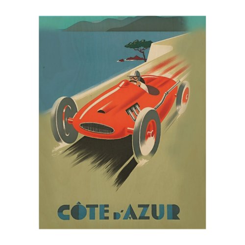 Vintage Auto Racing Wood Canvas