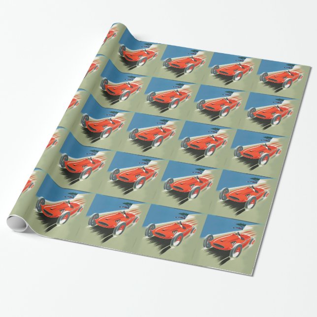Vintage Auto Racing Wrapping Paper (Unrolled)