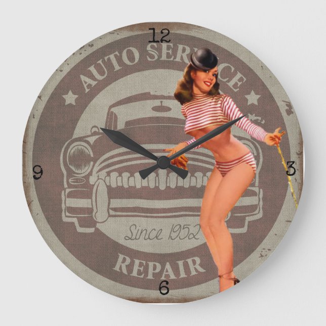 Vintage Auto Serve Clock (Front)