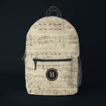 Vintage Autographed Chopin Polonaise Op. 53 Music Printed Backpack<br><div class="desc">This unique backpack features an autographed partiture by the Polish composer Frédéric Chopin of his Polonaise Op. 53 in A flat major. The autographed part is on the top part of the backpack. A monogram text template is included for simple personalization - remove it and the circle if no monogram...</div>