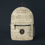 Vintage Autographed Chopin Polonaise Op. 53 Music Printed Backpack<br><div class="desc">This unique backpack features an autographed partiture by the Polish composer Frédéric Chopin of his Polonaise Op. 53 in A flat major. The autographed part is on the top part of the backpack. A monogram text template is included for simple personalization - remove it and the circle if no monogram...</div>