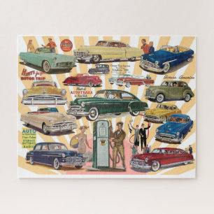VINTAGE AUTOMOBILE COLLAGE THEME JIGSAW PUZZLE