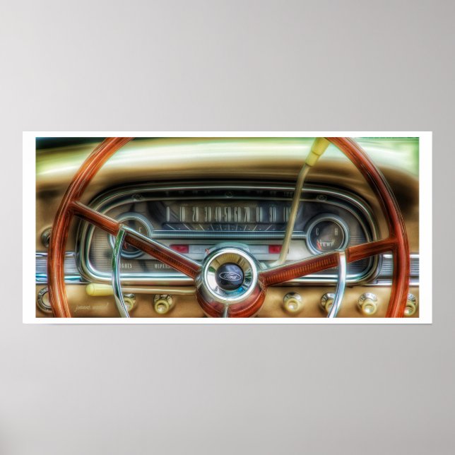 Vintage Automobile Dashboard Poster Print (Front)
