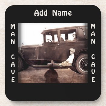 Vintage Automobile Photograph Man Cave Coaster