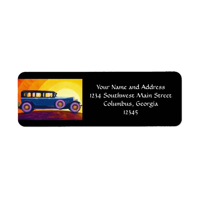 Vintage Automobile Rainbow Sunset Label (Front)