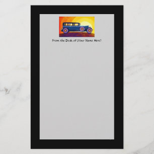 Vintage Automobile Rainbow Sunset Stationery