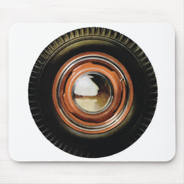 Vintage Automobile Tire Baby Moon Hubcap Mouse Pad (Front)