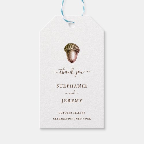 Vintage Autumn Acorn Wedding Gift Tag