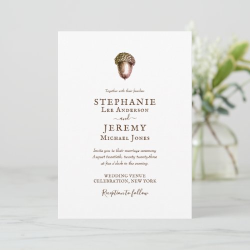 Vintage Autumn Acorn Wedding Invitation