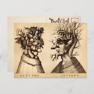 Vintage Autumn and Winter Art Postcard