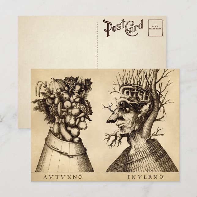 Vintage Autumn and Winter Art Postcard (Front/Back)