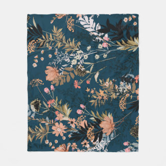 Vintage Autumn Berries Seamless Pattern Fleece Blanket