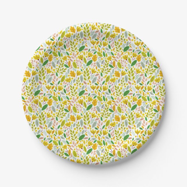 Vintage Autumn Botanical Forest  Paper Plates (Front)