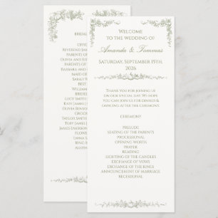Vintage Autumn Botanical Oak & Pumpkin Wedding Program