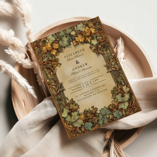 Vintage Autumn Botanical Wedding Invitation (Creator Uploaded)