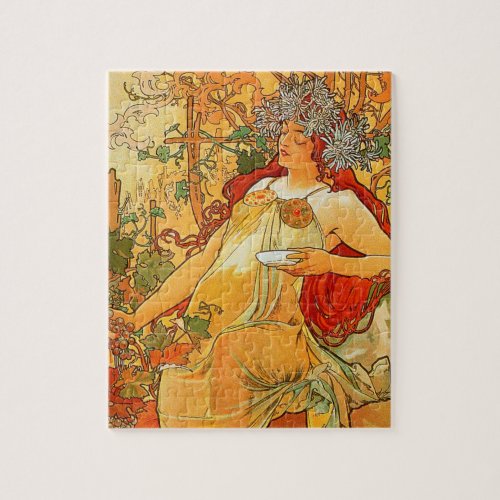 Vintage Autumn by Alphonse Mucha Jigsaw Puzzle