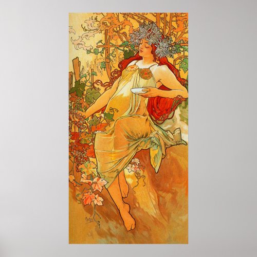 Vintage Autumn by Alphonse Mucha Poster