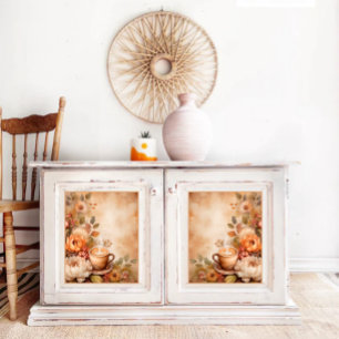 Vintage Autumn Coffee Decoupage Print Tissue Paper