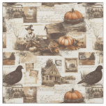 Vintage Autumn Collage | Rustic Sepia Ephemera Fabric