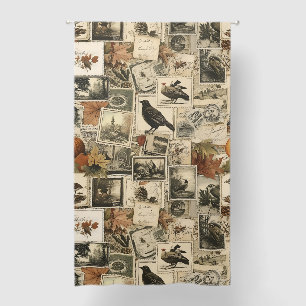 Vintage Autumn Ephemera Collage   Rustic Birds (2) Blackout Curtains