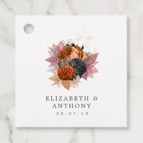 Vintage Autumn Fall Floral Bouquet Wedding Favor Tags