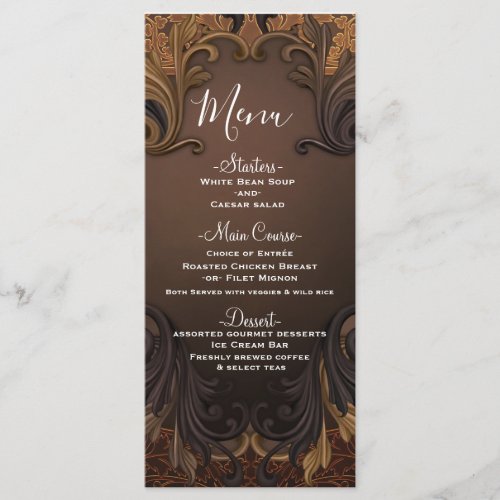 Vintage Autumn Fall Gold Ornamental Leaves Menu