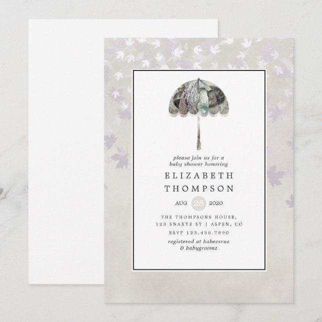 Vintage Autumn - Fall White Baby Shower Invitation (Front/Back)