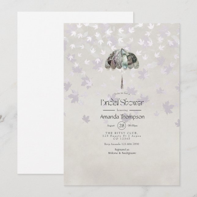 Vintage Autumn - Fall White Bridal Shower Invitation (Front/Back)