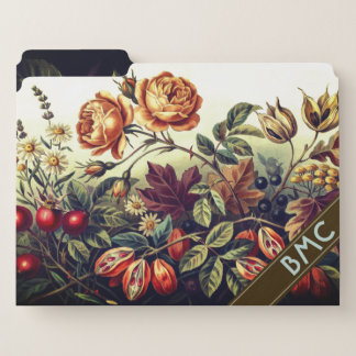 Vintage Autumn Floral Art Set, Fall Botanical File Folder