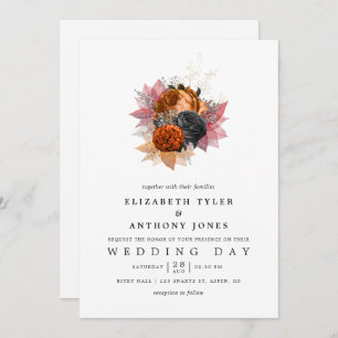 Vintage Autumn Floral Bouquet Wedding Invitation
