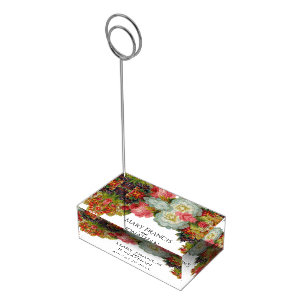 Vintage Autumn Floral Garland Wedding Table Number Place Card Holder